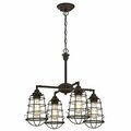 Brilliantbulb 4 Light Chandelier & Semi-Flush with Highlights & Cage Shades - Oil Rubbed Bronze BR2690107